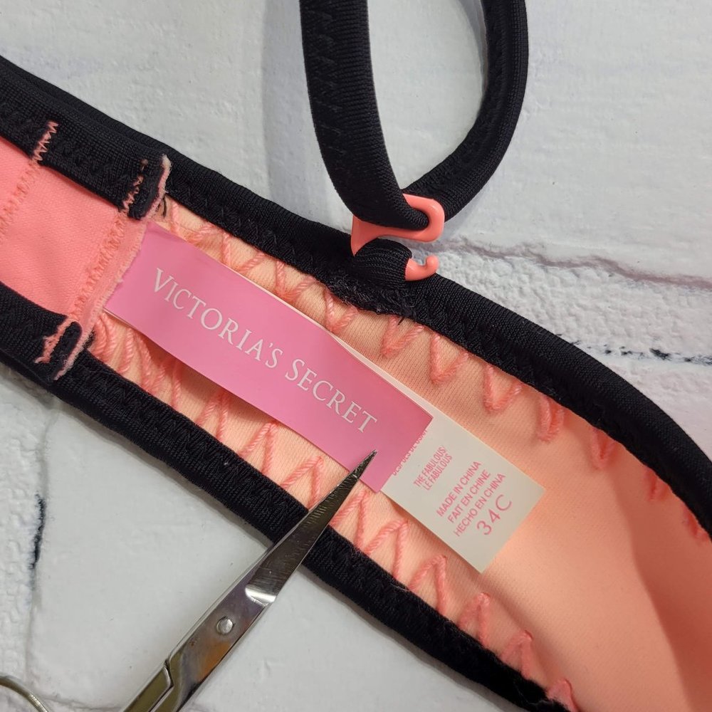 Victoria's Secret Underwire Pink Color Block Bikini Top - Picture 3 of 4